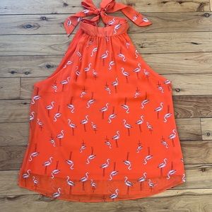 BCX Flamingo Tank size XL. Lined, side zipper, bow ties in the back.